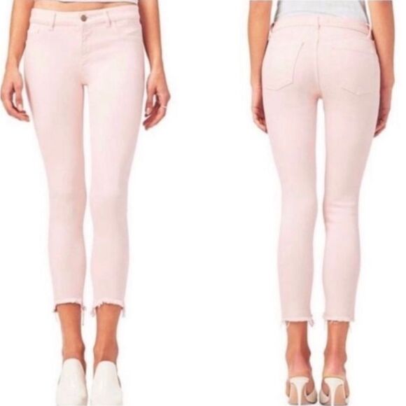 DL1961 Florence Instasculpt Cropped Jeans in Blush Pink Denim Size 26 Raw Hem - Picture 3 of 8